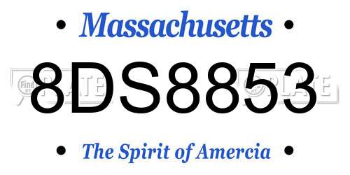 8DS8853 Massachusetts License Plate