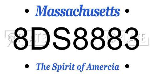 8DS8883 Massachusetts License Plate
