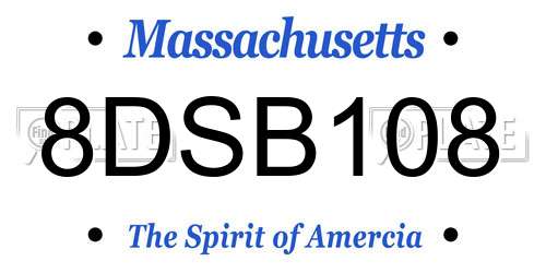 8DSB108 Massachusetts License Plate
