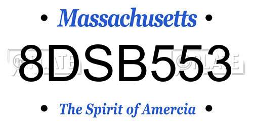 8DSB553 Massachusetts License Plate