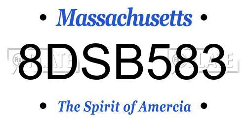 8DSB583 Massachusetts License Plate