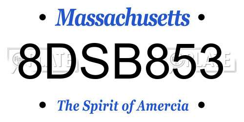 8DSB853 Massachusetts License Plate