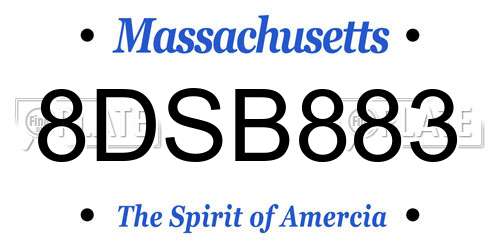8DSB883 Massachusetts License Plate