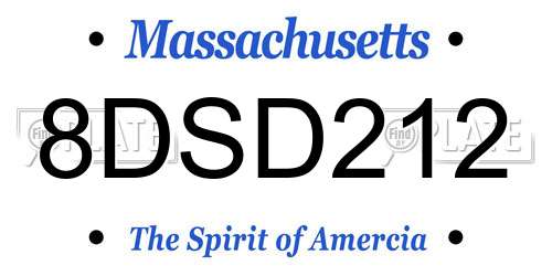 8DSD212 Massachusetts License Plate