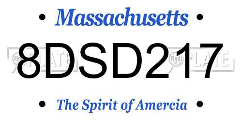 8DSD217 Massachusetts License Plate