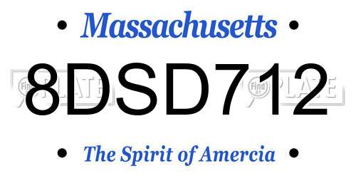 8DSD712 Massachusetts License Plate