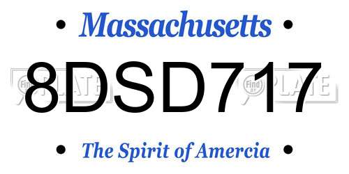8DSD717 Massachusetts License Plate