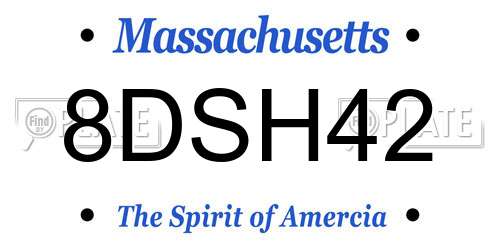 8DSH42 Massachusetts License Plate