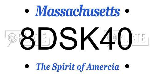 8DSK40 Massachusetts License Plate