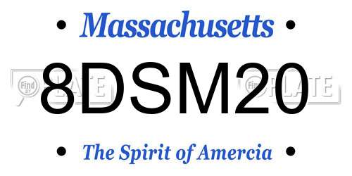 8DSM20 Massachusetts License Plate