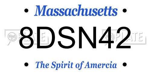 8DSN42 Massachusetts License Plate