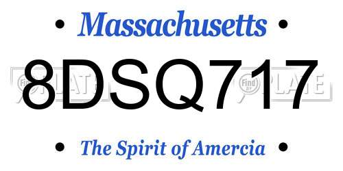 8DSQ717 Massachusetts License Plate