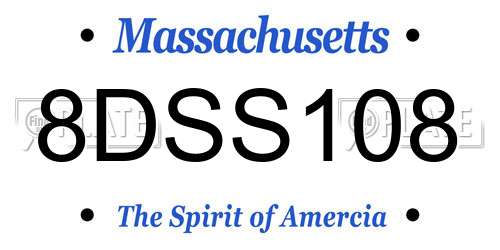 8DSS108 Massachusetts License Plate