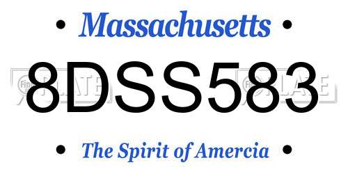8DSS583 Massachusetts License Plate
