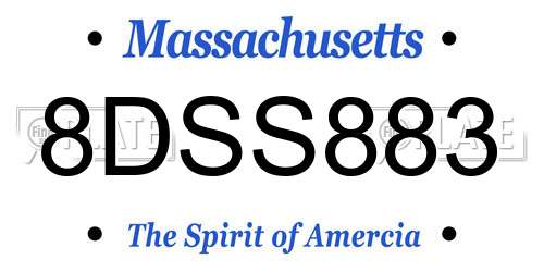8DSS883 Massachusetts License Plate