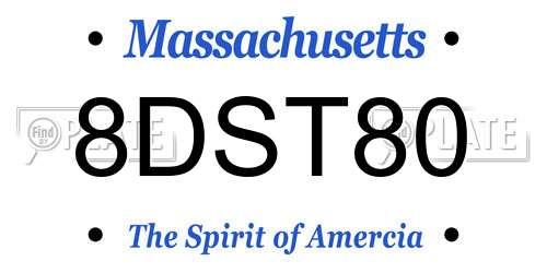 8DST80 Massachusetts License Plate