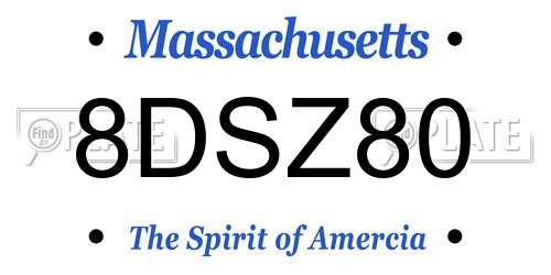 8DSZ80 Massachusetts License Plate