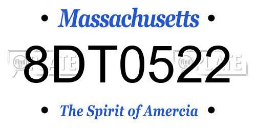 8DT0522 Massachusetts License Plate