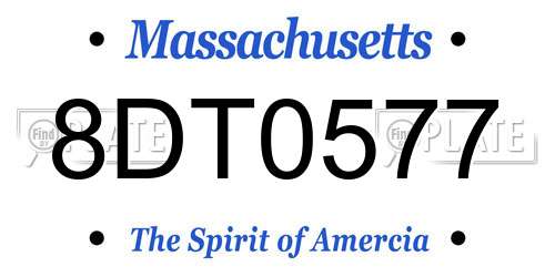 8DT0577 Massachusetts License Plate