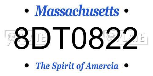 8DT0822 Massachusetts License Plate