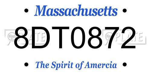 8DT0872 Massachusetts License Plate