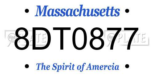 8DT0877 Massachusetts License Plate
