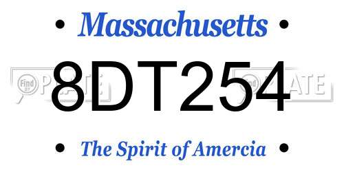8DT254 Massachusetts License Plate