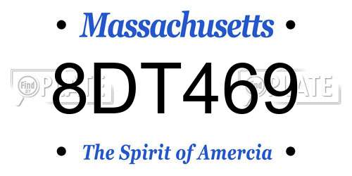 8DT469 Massachusetts License Plate