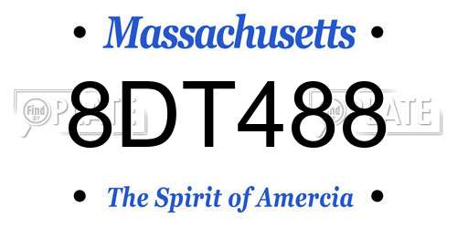 8DT488 Massachusetts License Plate