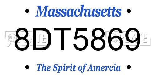 8DT5869 Massachusetts License Plate