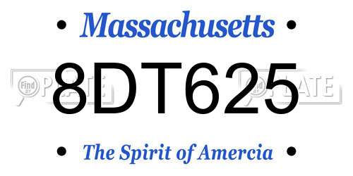 8DT625 Massachusetts License Plate