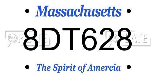 8DT628 Massachusetts License Plate