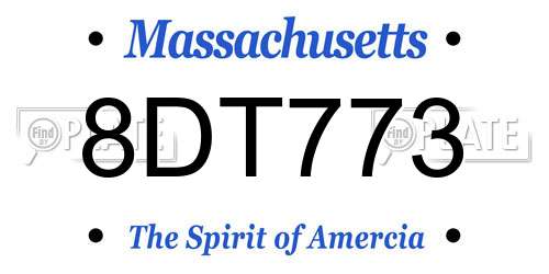 8DT773 Massachusetts License Plate