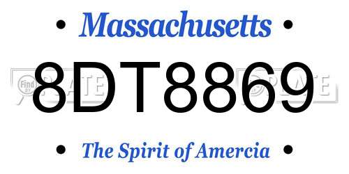 8DT8869 Massachusetts License Plate