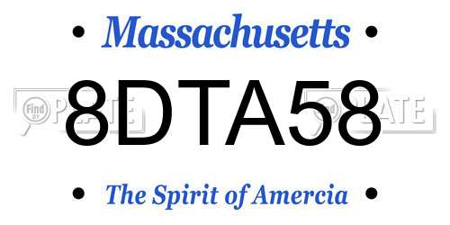 8DTA58 Massachusetts License Plate