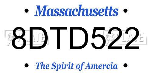 8DTD522 Massachusetts License Plate