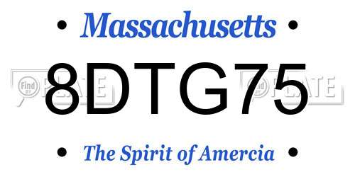 8DTG75 Massachusetts License Plate