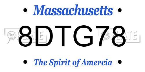 8DTG78 Massachusetts License Plate