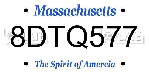 8DTQ577 Massachusetts License Plate