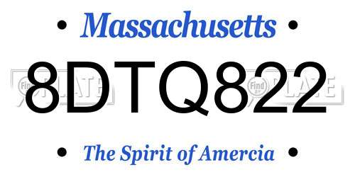 8DTQ822 Massachusetts License Plate