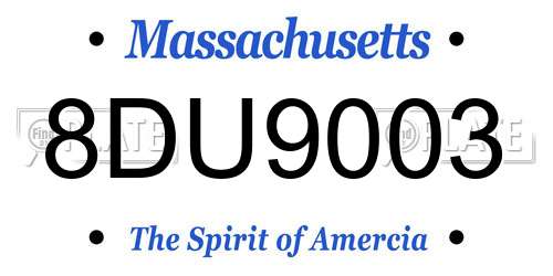 8DU9003 Massachusetts License Plate