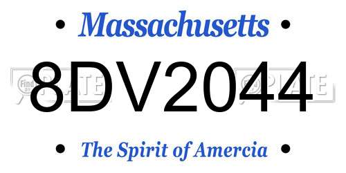 8DV2044 Massachusetts License Plate
