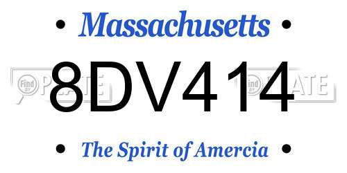 8DV414 Massachusetts License Plate
