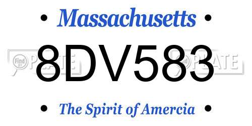 8DV583 Massachusetts License Plate