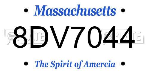 8DV7044 Massachusetts License Plate