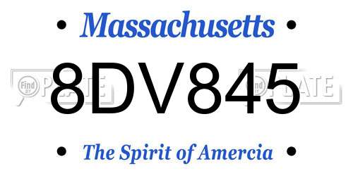 8DV845 Massachusetts License Plate