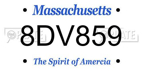 8DV859 Massachusetts License Plate