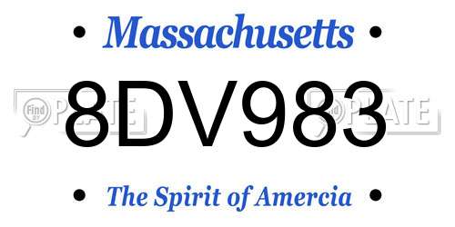 8DV983 Massachusetts License Plate