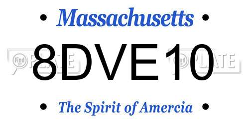 8DVE10 Massachusetts License Plate