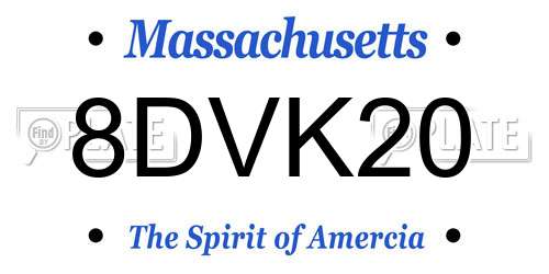 8DVK20 Massachusetts License Plate